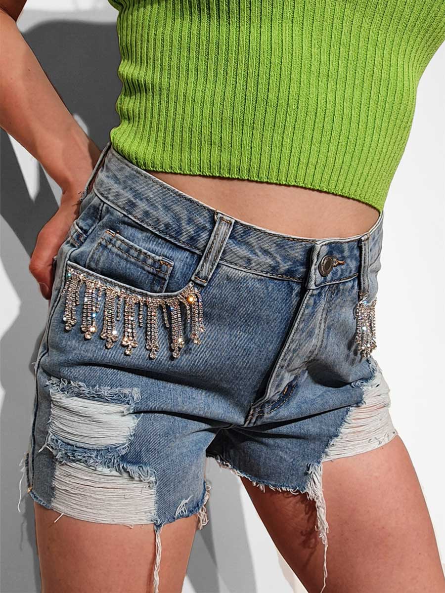 Shorts con strass