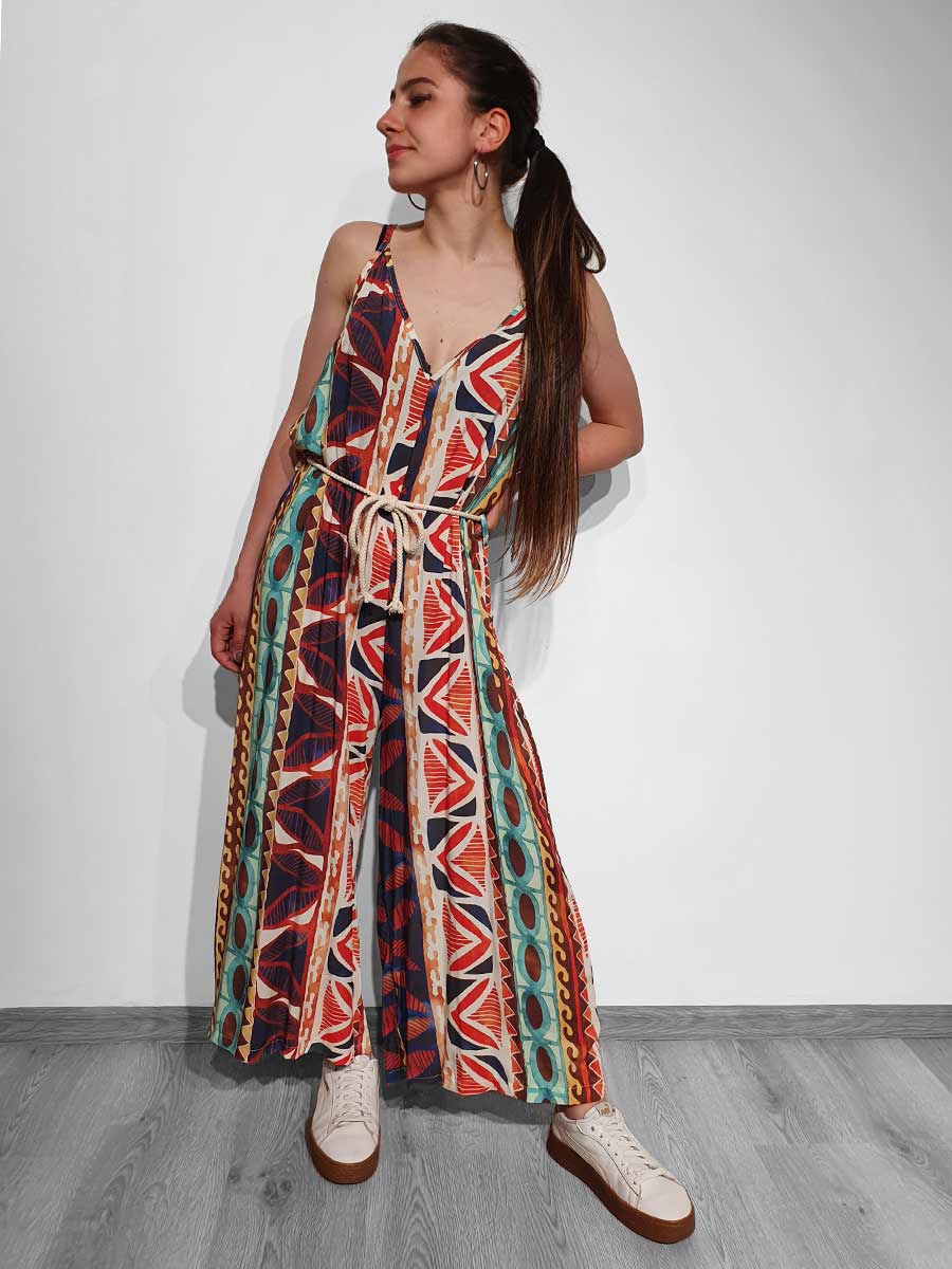 Tuta jumpsuit con fantasia astratta