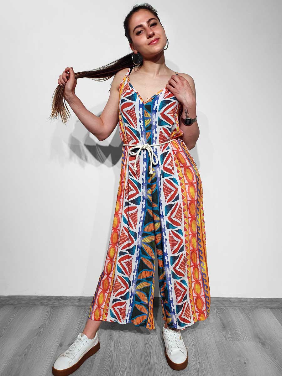 Tuta jumpsuit con fantasia astratta